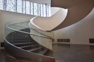 Modern Glass Railings Ideas For Staircases in 2025 9 curved glass railings 1024x683 1