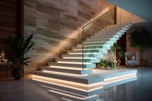 Modern Glass Railings Ideas For Staircases in 2025 3 glass railings LED